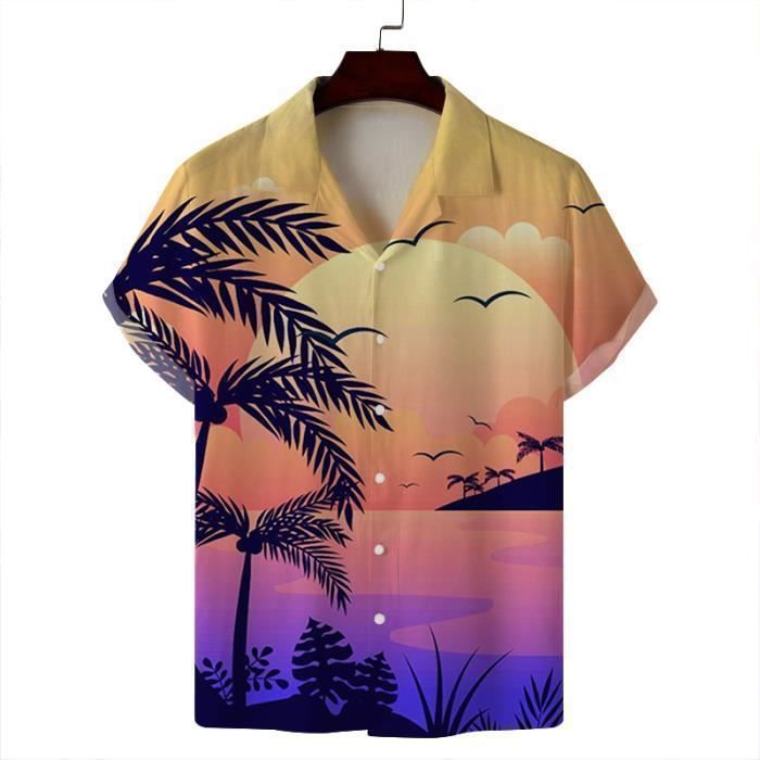 Chemise hawaïenne homme XL Chemise Hawaii Blues boutonnée à manches courtes - France