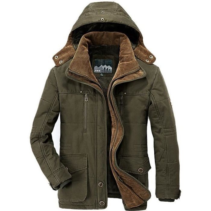 Parka Homme,Chaleureuse Parka Homme d'automne d'hiver Epaissie,Parka d'hiver Classiques d'Extérieur à Capuche Décontracté-Vert