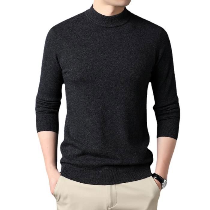 Pull Homme INSFITY Noir Col Mi haute Manches Longues Automne Hiver