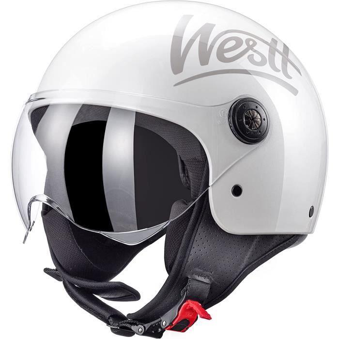Demi-Casque Moto Rétro Allemand Matt Black - Style Vintage Jet ECE/DOT Approuvé Avec Lunettes - L