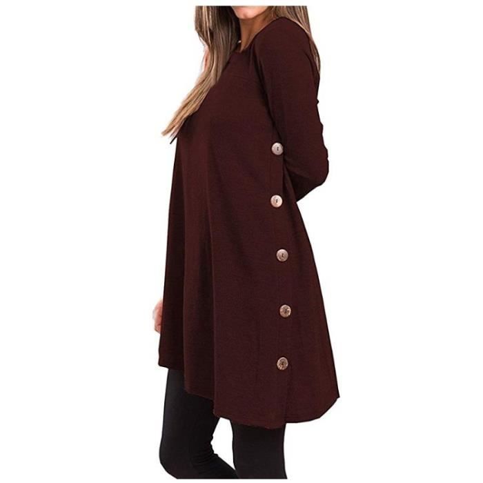 Robe Pull Femme Oversize - Manches Longues Décontractée - Taille Unique - Couleur Beige