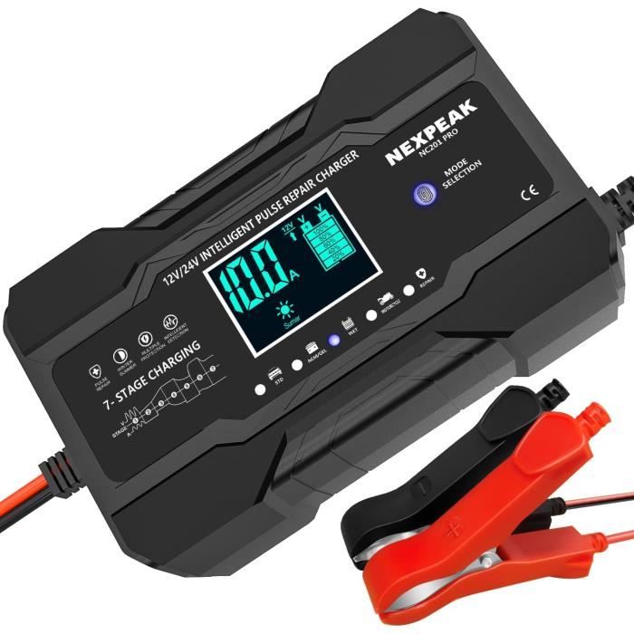Chargeur De Batterie Lifepo4 à Arrêt Entièrement Automatique 12v 10a 24v 5a Chargeur De Batterie Au Plomb Intelligent à 7 étapes Pour Réparation D'impulsion Pour Gel Agm Efb