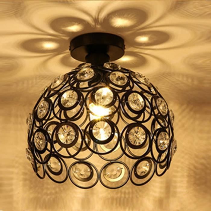 Plafonnier en Cristal Métal fer Lampe de Plafond Lustre Moderne Simple E27 pour salon chambre à coucher, couloir - Ø26cm
