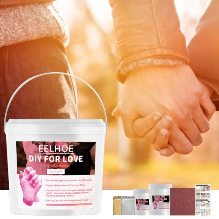 VIPNAJI Kit de Moulage Main Couple Empreinte 3D Adultes Famille Pieds et  Mains - Idee pour Femme et Homme Alginate - Cadeau Amoureux avec Plâtre  pour