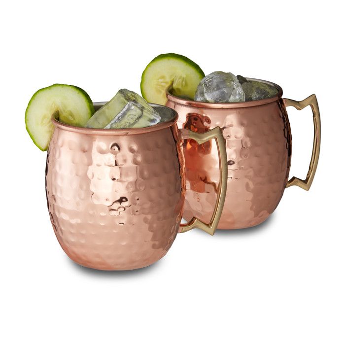 Gobelet tasse mug lot de 4 pour cocktails en acier inoxydable et cuivre 50 cl HxlxP: 95 x 8 x 8 cm cuivré