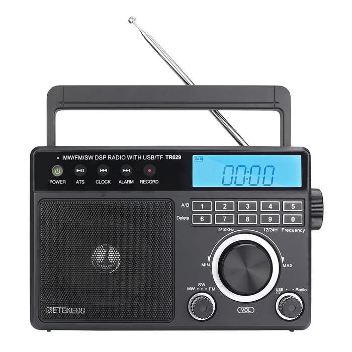Retekess TR629 Poste Radio Portable FM AM SW Radios USB Micro Carte SDMP3 Haut-parleursPrise CasqueRéveil LCD Recorder