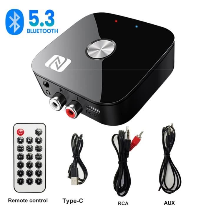 Récepteur Audio Bluetooth 5.3 Ausi - Adaptateur RCA/jack 3.5mm Pour Enceintes Voiture, Chaîne Hi-fi - Connexion Double Appareil, Portée 30m - Petit Et Facile à Utiliser