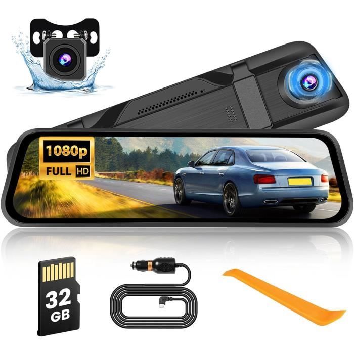 10 Dashcam Rétroviseur et Caméra de Recul avec GPS, Vision Nocturne, Capteur G, Enregistrement en Boucle, Assistance au Stationnement, Mode Stationnement [1080P, 170° avant 720P, 150° Arrière