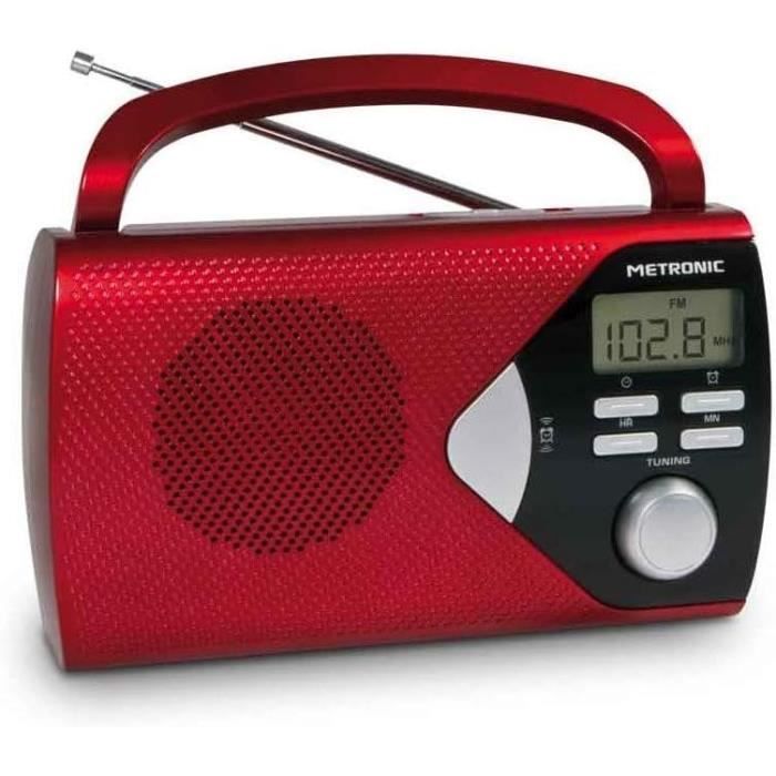 Radio Portable FM/AM De Poche Metronic - Compacte 10x6,3 Cm - Haut-parleur 0,5W - Gris Et Noir