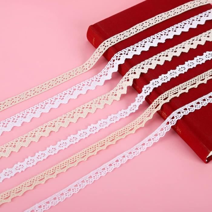 Ruban Dentelle Vintage Beige – Lot De 5 Rouleaux, Pour Décoration Et Couture