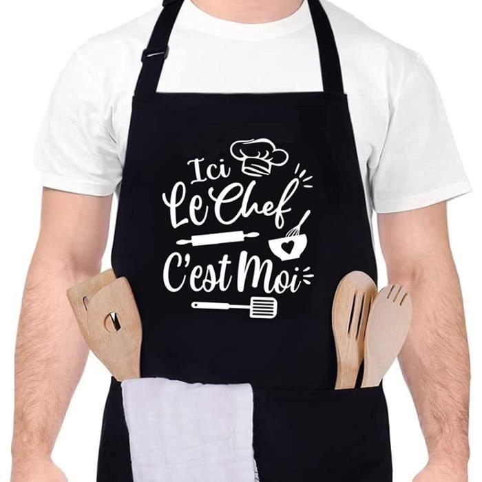 Tablier Personnalisé "Ici Le Chef C'est Moi" Avec Ton Prénom - Idée Cadeau Cuisine