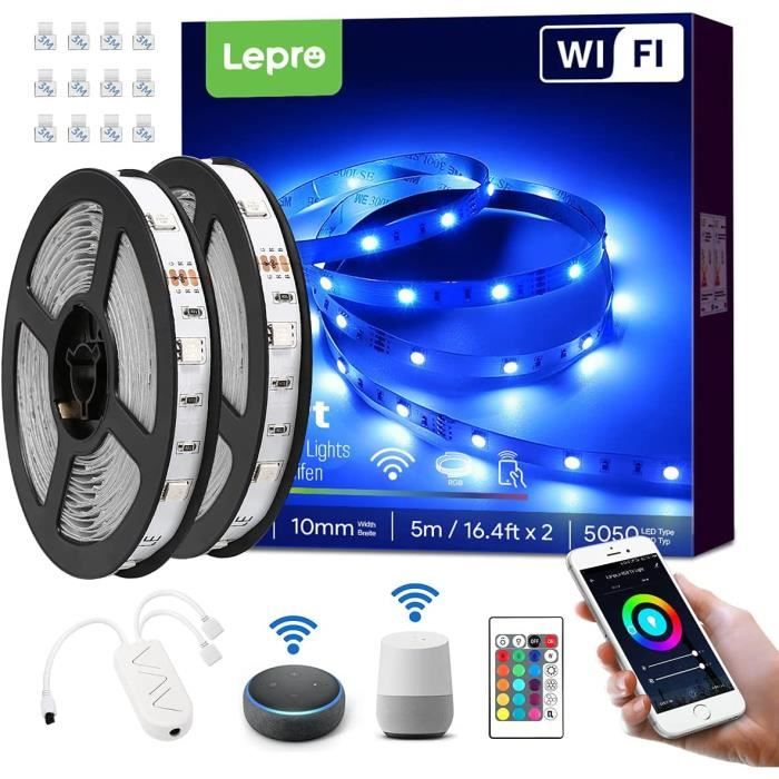 Lepro Ruban LED 10M, Bande LED Connectée WiFi, LED Chambre RGB