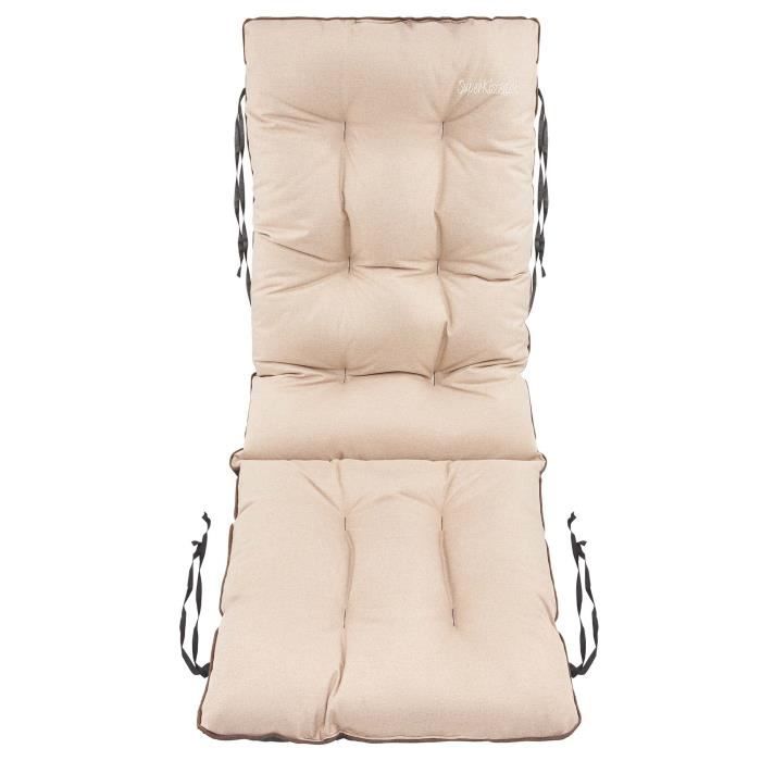 SuperKissen24. Coussin Dossier pour Chaise Longue Siège Banc de Jardin Canapé - 1 piece 48x48x75 cm - Imperméable - Lin Beige