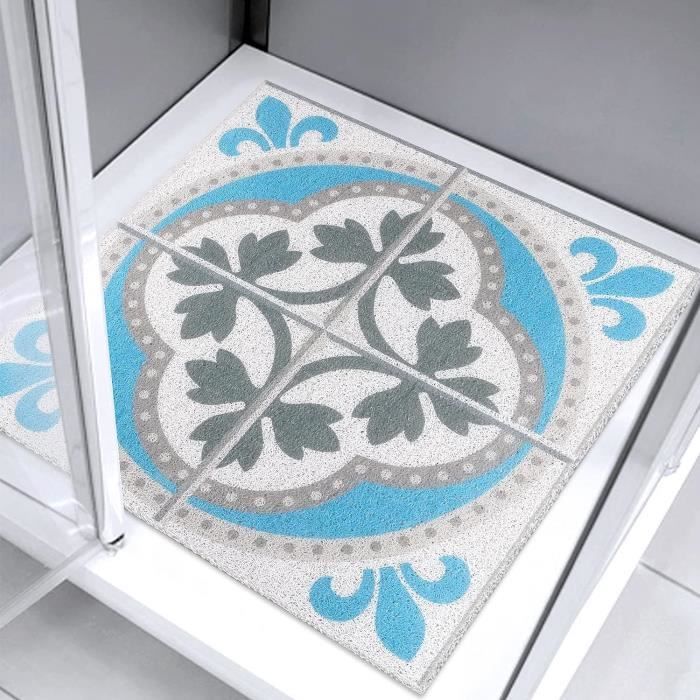 Tapis De Douche Antidérapant 53x53 Cm - Ventouses Puissantes, Drainage Rapide - Blanc, Lavable En Machine