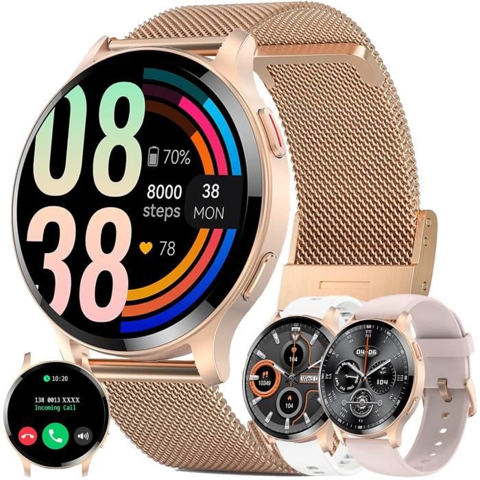 NAIXUES Montre Connectée Femme Appels Bluetooth Diamant Incrusté 2  Bracelets Assistant Vocal 20 Modes Sportif Musique Android iOS - Cdiscount  Téléphonie