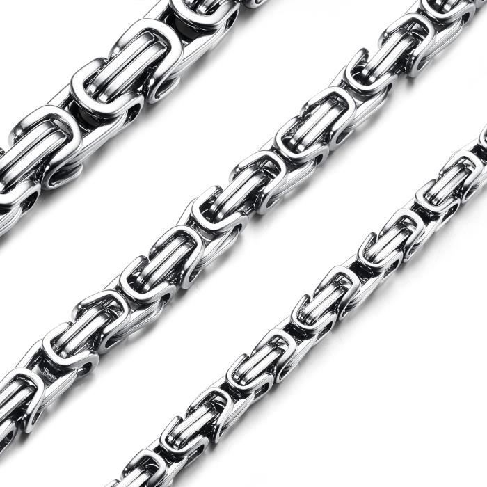 Chaîne Homme Argent - Chaîne Royale En Acier Inoxydable 316L - 4/6/8 Mm - 46 à 66 Cm