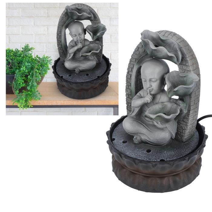 Fontaine De Table Bouddha Zen Avec Lumière LED - Décoration Feng Shui Relaxante Pour Maison Et Bureau - 28cm