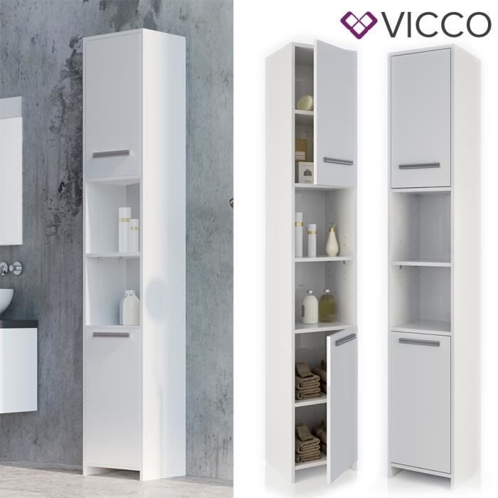 vicco armoire haute salle de bains meuble de salle de bains étagère blanc