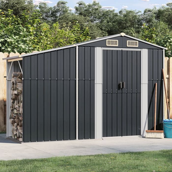 vidaXL Abri de jardin anthracite 277x93x179 cm acier galvanisé 364518