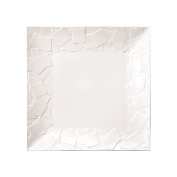LOT DE 4 ASSIETTES PLATES RECTANGULAIRES CLELIA PORCELAINE L300 x lg200 mm - Maison