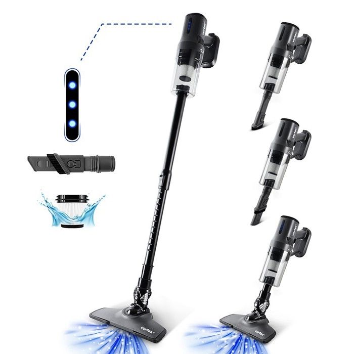 Vortex - Aspirateur Balai 2en1 Sans Fil - 140w - Autonomie(40min) - Filtre Hepa - Fourni Avec Support Mural - Vortex