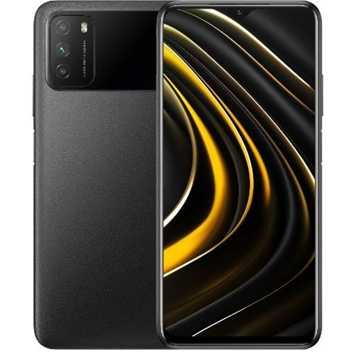 Xiaomi POCO M3 4Go 128Go Noir Batterie 6000mAh Écran DotDrop FHD+ 6.53" Charge Rapide Corning