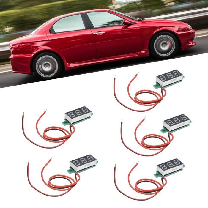 Mini Voltmètre Numérique LED 0-30V DC 3 Fils – Testeur Tension Batterie Voiture Rouge Affichage Clair