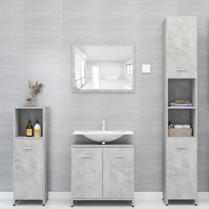 armoire de salle de bain gris béton 30x30x183,5 cm aggloméré