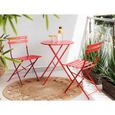 Beliani - Salon de jardin bistrot table et 2 chaises en acier rouge FIORI-1
