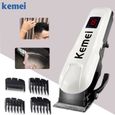 Km-1990-with box Kemei — Tondeuse rechargeable 100-240 V, rasoir électrique pour barbe et cheveux à usage pro-1