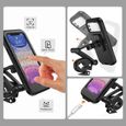 Support pour téléphone portable à vélo Moto, support étanche avec écran tactile, pour iPhone Samsung Huawei jusqu'à 6,7 pouces, Noir-1