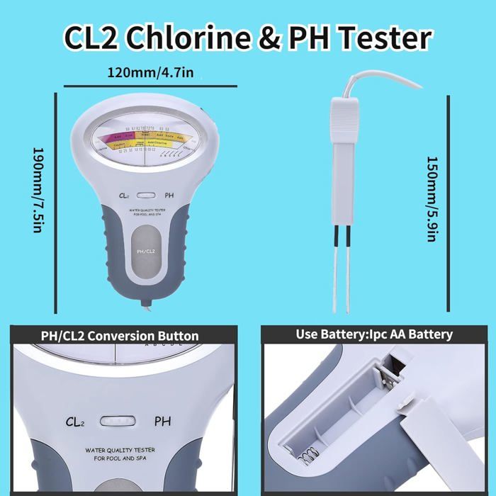 Testeur de Chlore et de pH CL2,Testeur Numérique LCD Multifonction — free download