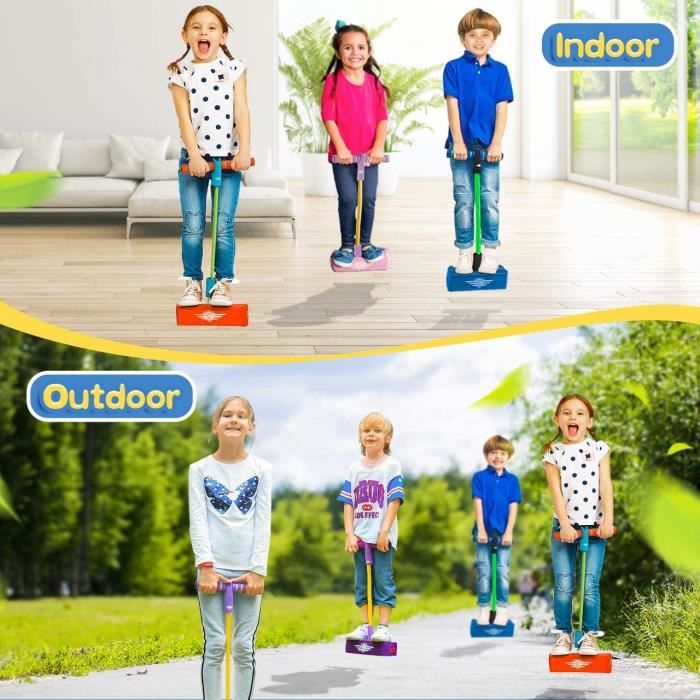 Pogo Stick Pour Enfants Et Adultes – Poignées Réglables, Charge 100 Kg, équilibre Et Sauts Garantis (bleu)