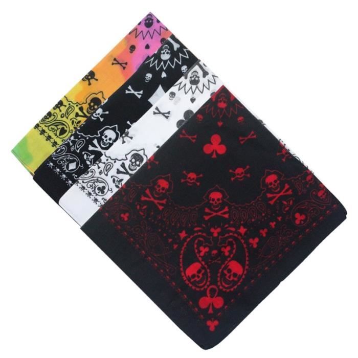 Lot 12 Bandanas Pirate Noir Crâne - Foulard Cosplay Halloween, Accessoire Déguisement Unisexe
