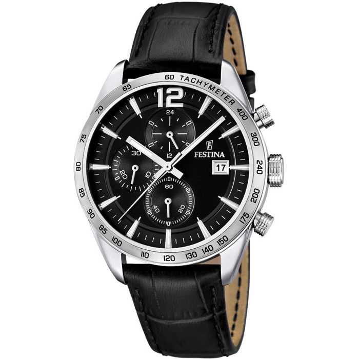 Montre Festina 16760/4 Cuir Noir Analogique Quartz Noir
