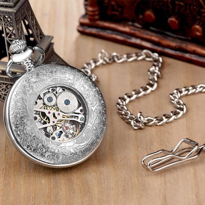 Montre à Gousset Ancienne En Argent Avec Clé Et Broche - Pièce Vintage D’occasion