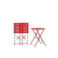 Beliani - Salon de jardin bistrot table et 2 chaises en acier rouge FIORI-2