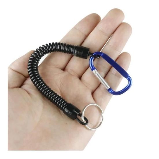 KOQAIIZ 4 Cordons élastiques Pour Pêche – Attache Porte-clés Avec Mousqueton, Extensible Et Super Pratique Pour Bateau, Camping Ou Sortie Pêche