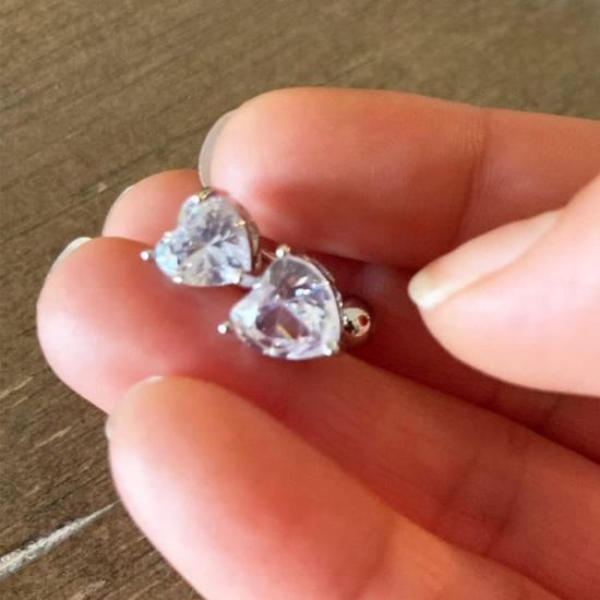 Piercing nombril coeur cristal - anneau de nombril en acier chirurgical - cadeau unique pour elle - piercing ventre femme enceinte - bijoux hypoallergéniques - France