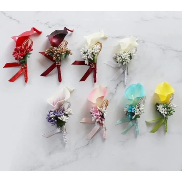 BOUTONNIÈRE FLEUR BLEUE - BROCHÉ HOMME OU FEMME - SATIN - FAIT MAIN