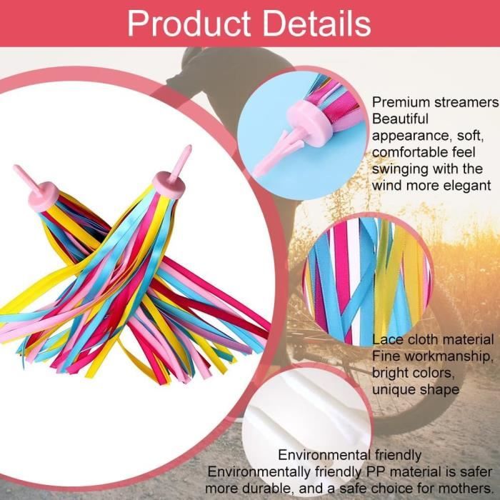 Franges Colorées Pour Guidon Vélo Enfant – 27 Cm, PVC Et Polyester, Installation Sans Outil, Universelles, Résistantes