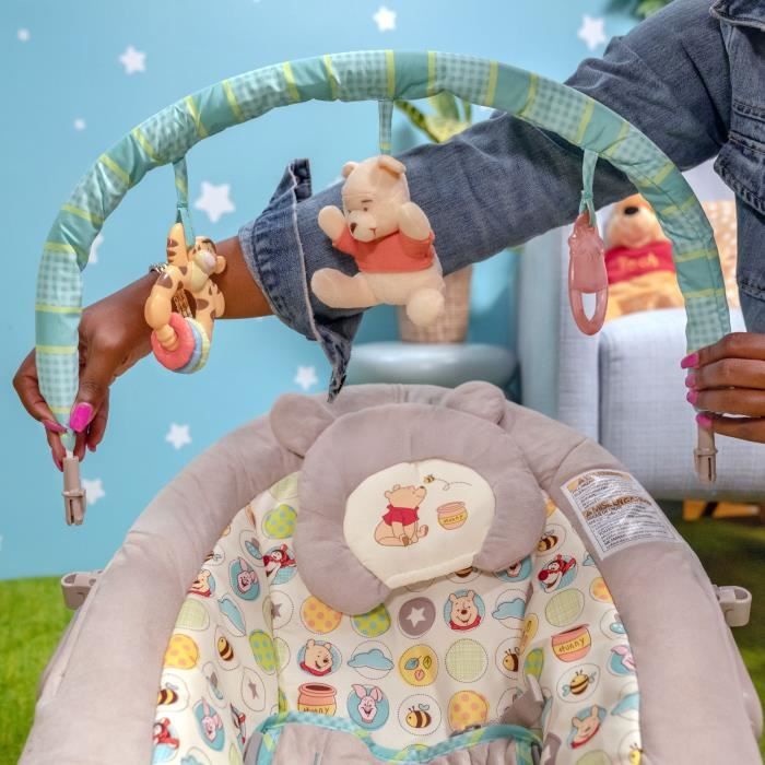 DISNEY BABY Transat bébé Winnie l'ourson, avec vibrations et arche de jeux,  jusqu'à 9 mois - Cdiscount Puériculture & Eveil bébé