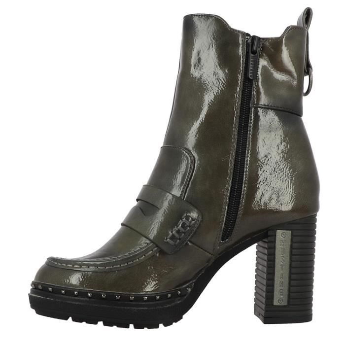 Bottines compens es en cuir gris MUSTANG 1336511 Gris Cdiscount