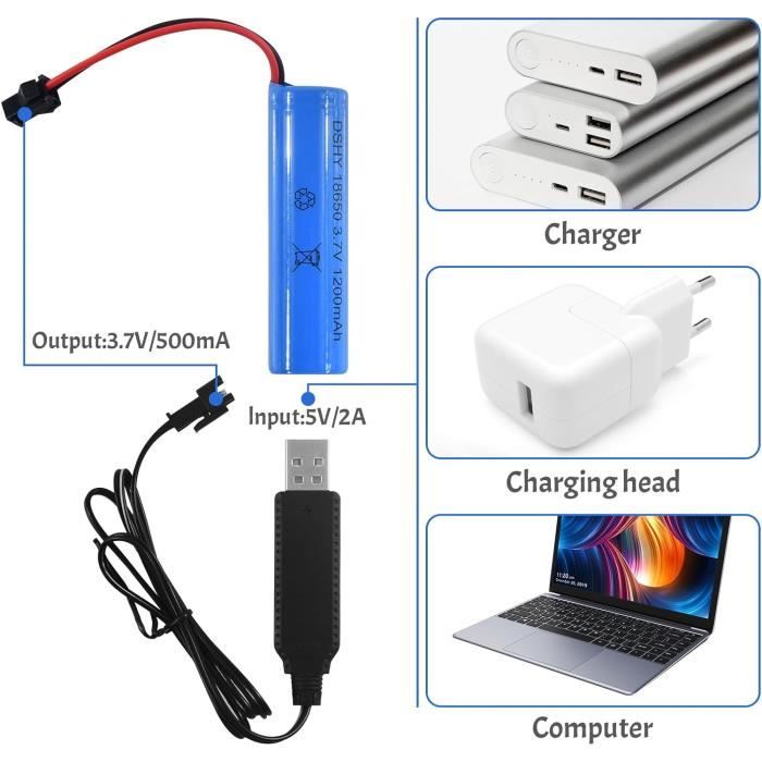 Tosiicop Lot de 2 chargeurs de batterie Lipo 3,7 V – Câble SM-2P RC jouet télécommandé, chargeur de batteries Li-ion rechargeables USB pour pistolet à Tosiicop Lot de 2 chargeurs de batterie Lipo 3,7 V – Câble SM-2P RC jouet télécommandé, chargeur de batteries Li-ion rechargeables USB pour pistolet à