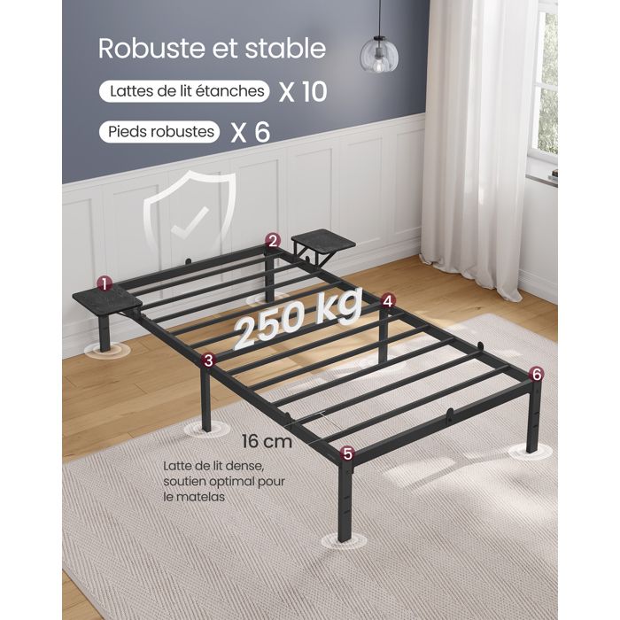 Cadre De Lit 90 X 190 Avec Sommier Métal, Lit 1 Personne, Éclairage LED, Port USB, Espace De Rangement Sous Lit Montage Facile Marron Naturel 97067511