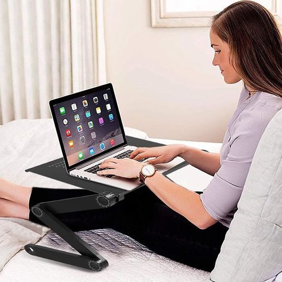 Support Ordinateur Portable Réglable 8 Niveaux – Ergonomique, Ventilé En Aluminium, Compatible MacBook, HP, Lenovo 10 à 15.6 Pouces