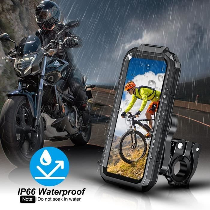 Support Téléphone Vélo étanche Rotation à 360 Anti-Vibrations Porte Phone  Moto avec Tactile Sensible pour 5.5-6.8 Pouces Noir - Cdiscount Téléphonie