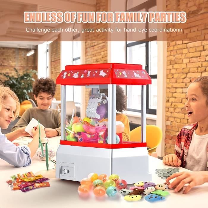 Mini Machine à Griffes Rose Avec Son Et Musique – Jeu De Pince Pour Enfants – Distributeur De Jouets Et Bonbons