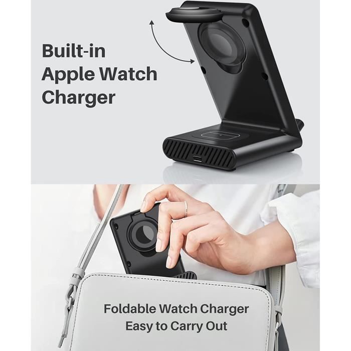 Chargeur Induction 3 en 1 pour iPhone 14/13/12/11/X,Station de Charge pour  Apple Watch Ultra 8 7 6 SE 5 4 3,AirPods 3/Pro 2 - Cdiscount Téléphonie