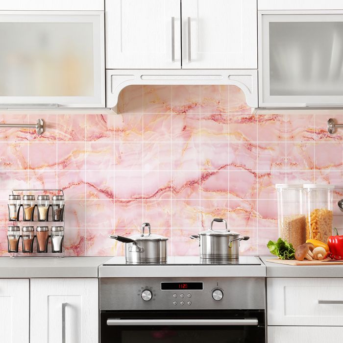 Autocollants Carrelage Fleurs Roses – Pour Salle De Bain Et Cuisine, Personnalisables